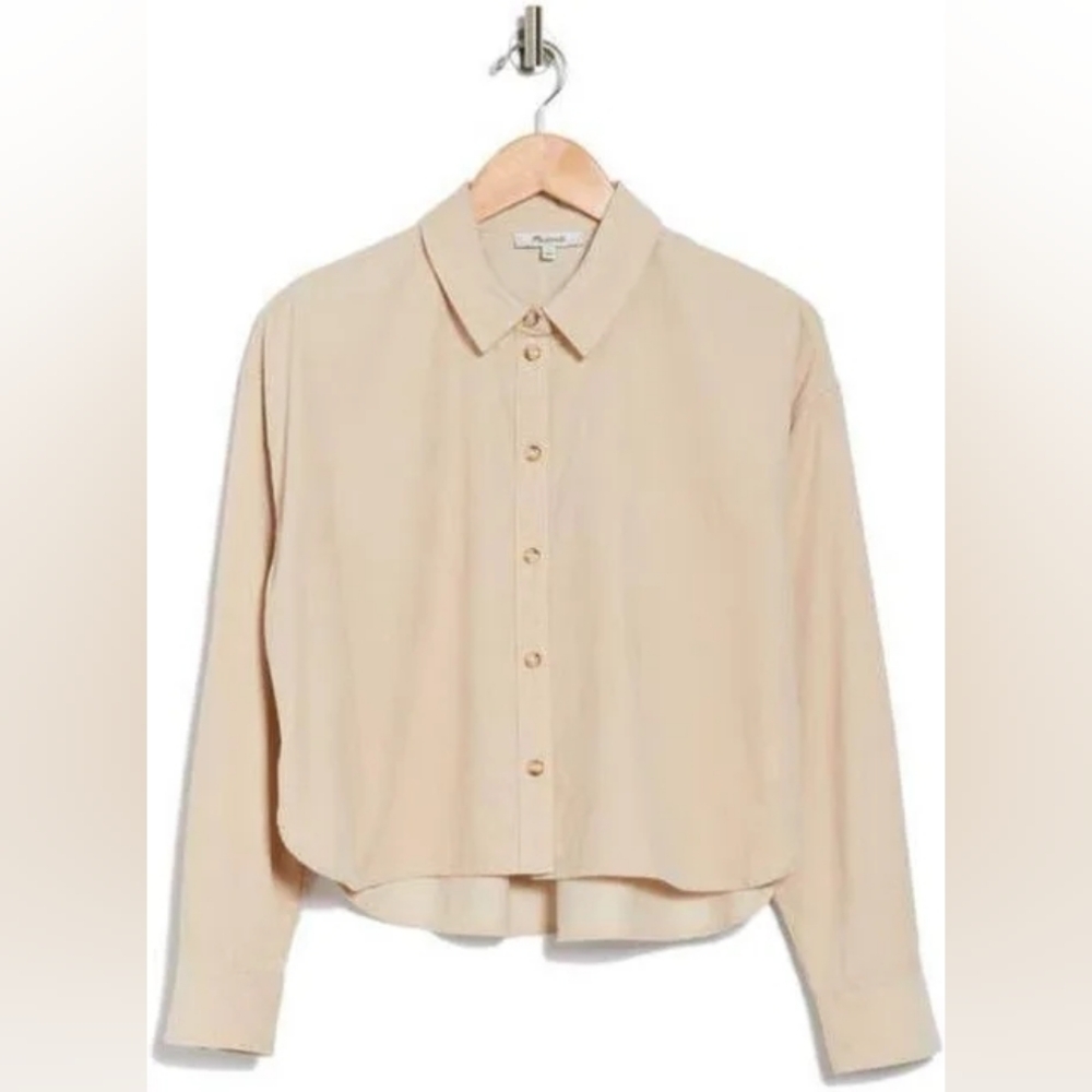 Madewell Cotton Corduroy Button Up Crop Shirt - Picture 2 of 2